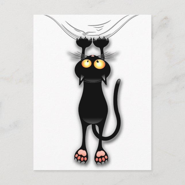 Fun Black Cat Falling Down Postcard (Front)