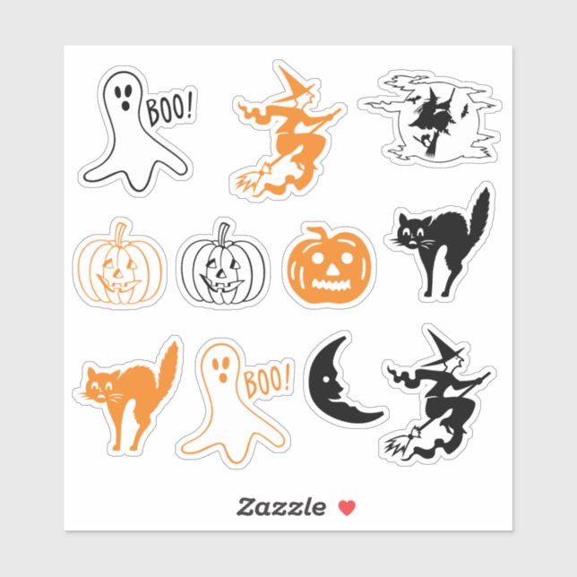 Fun black cat jack o lantern ghost witch Halloween (Sheet)