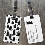 Fun Black Cat Luggage Tag<br><div class="desc">Cute little black cat pattern, perfect for animal lovers. Original art by Nic Squirrell. Change the details on the reverse to personalize.</div>