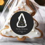 Fun Black Cat Meowy Christmas Tree Classic Round Sticker<br><div class="desc">This fun 'Meowy Christmas' sticker is perfect for cat lovers! A Christmas tree made of cute black cats with glowing yellow eyes is topped with a golden star. The bold black background and playful design give it a retro, whimsical yet modern feel, making it a great sticker for those who...</div>