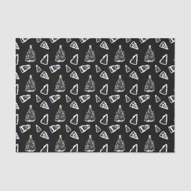 Fun Black Cat Meowy Christmas Tree Tissue Paper (Front)