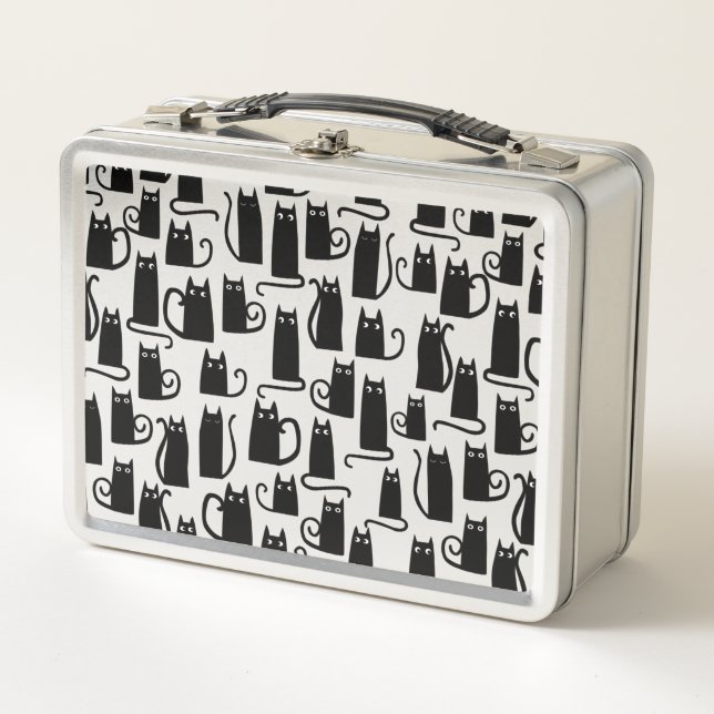 Fun Black Cat Metal Lunch Box (Front)