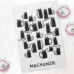 Fun Black Cats Personalized Name Kitchen Towel<br><div class="desc">Fun and lucky little black cats. Original art by Nic Squirrell. Change the name or text to customize.</div>