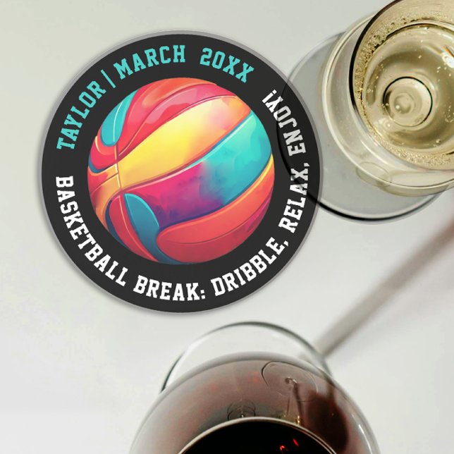  Fun Black Colours Basketball Slam Dunk MVP Typo Coaster (Creator Uploaded)