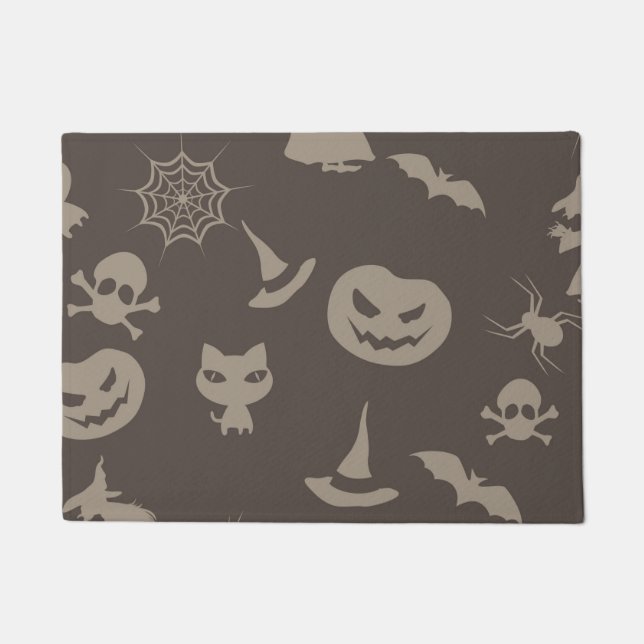 Fun Black & Grey Halloween Design Doormat (Front)