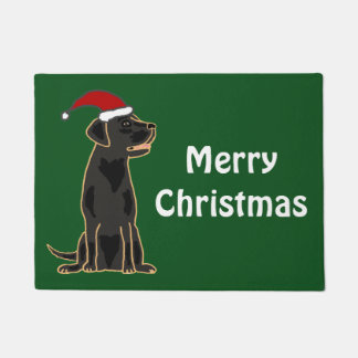 Fun Black Labrador Dog Christmas Doormat