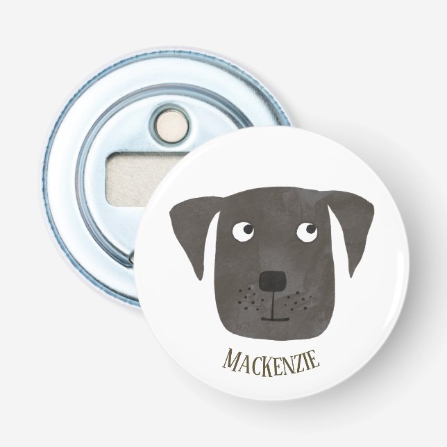 Fun Black Labrador Retriever Dog Personalized Bottle Opener (Front)