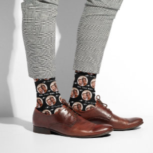 Fun Black Newlywed Couple Photo Pattern Socks