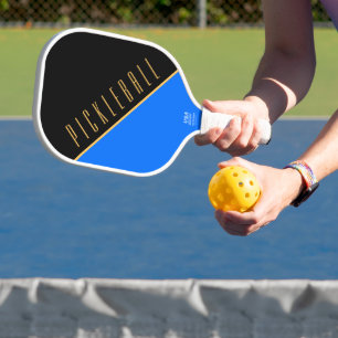 Fun Black Orange Blue Diagonal Slant Pickleball Pickleball Paddle