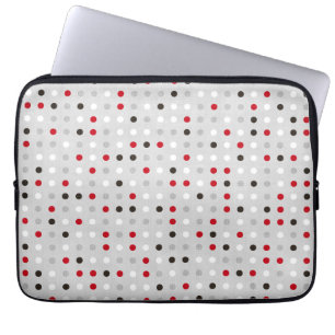 Fun Black Red Grey Polka Dot Pattern Laptop Sleeve