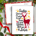 Fun Black Script Santa Reindeer Name Christmas Postcard<br><div class="desc">Fun Black Script Santa Reindeer Name Christmas Holiday Card. How many reindeer does Santa have and what are their names? Send holiday warm wishes and greetings to your loved ones with this cute and fun Holiday Card. Wish you all a Happy Holidays and an Amazing New Year!</div>
