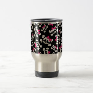 Fun black skulls and bows pattern travel mug