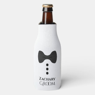 Fun Black Tie Groom Wedding Foam Bottle Cooler