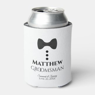 Fun Black Tie Groomsman Wedding Foam Can Cooler