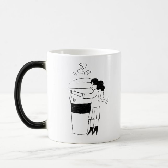 FUN BLACK & WHITE freehand drawing original Magic Mug (Left)