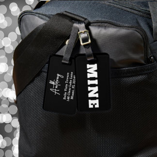 Fun Black White MINE Personalized Luggage Tag