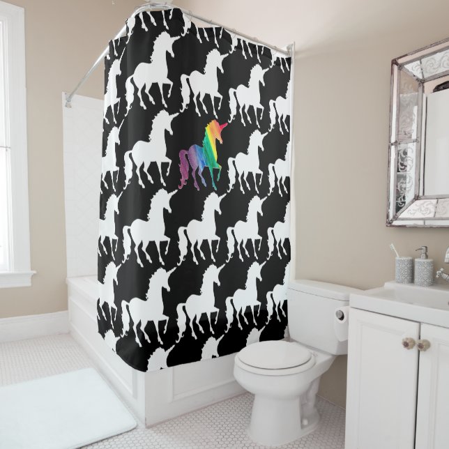Fun Black & White Rainbow Unicorn Pattern Pretty (In Situ)