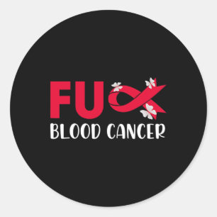 Fun Blood Cancer Awareness Cancer Red Ribbon Tee Classic Round Sticker