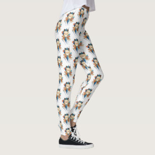 Fun Blue and Orange Frog Pattern Leggings