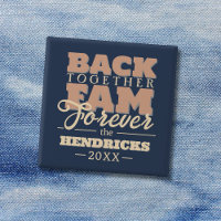 Fun, blue and pastel Family Reunion quote Button