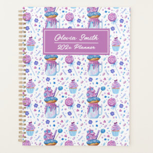Fun Blue and Purple Cup Cake and Lollipop