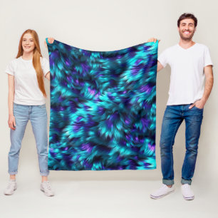 Fun Blue and Purple faux monster fur texture Fleece Blanket