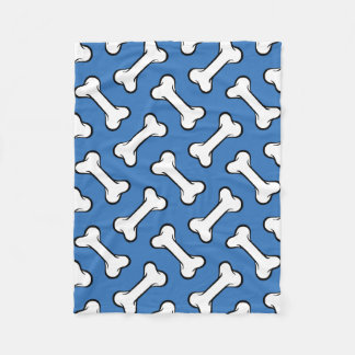 Fun Blue and White Bones Pattern Dog Blanket