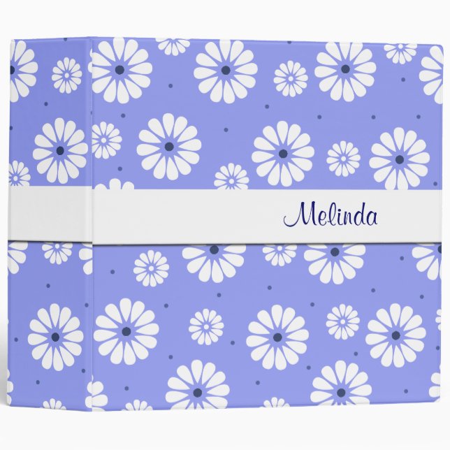 Fun Blue and White Daisies Binder (Front/Spine)