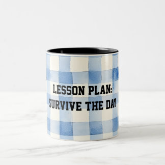 Fun Blue and White Sarcastic quote for teachers Two-Tone Coffee Mug