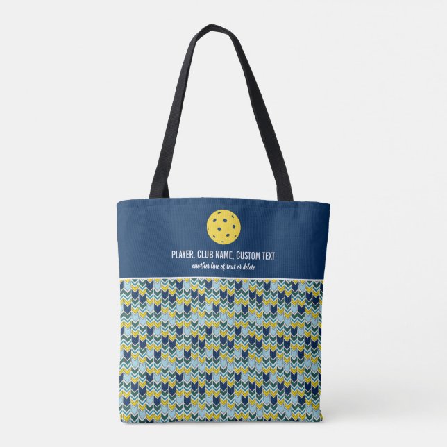 Fun Blue Arrows Print Custom Pickleball Paddle Tote Bag (Back)