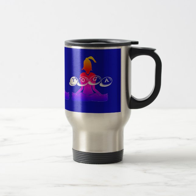 Fun Blue Commuter 'Java Yoga' Travel Mug (Right)