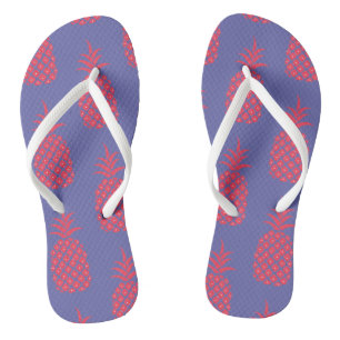Fun Blue & Coral Pineapple Cute Trendy Flip Flops