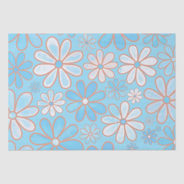 Fun Blue Daises. Tissue Paper (Front)