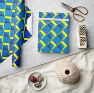 Fun Blue Dimensional Wrapping Paper