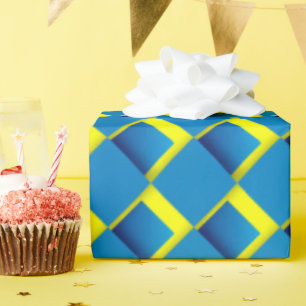 Fun Blue Dimensional  Wrapping Paper
