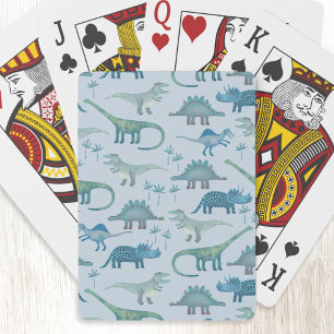 Fun Blue Dinosaur Pattern Playing Cards