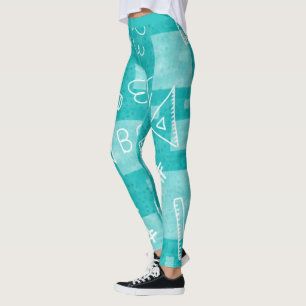 Fun Blue Educational Teacher Student ABC Leggings