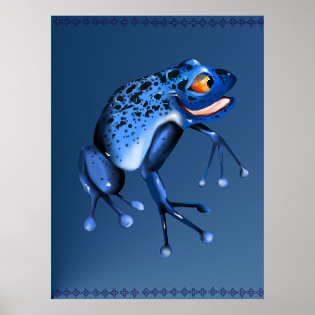 Fun Blue Frog Poster (Front)