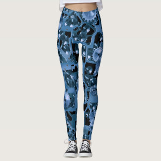 Fun Blue Gears! Leggings