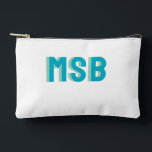 Fun Blue Green Shadow Block Monogram, Custom  Accessory Pouch<br><div class="desc">Super cute bag with a blue green shadow block monogram. This aesthetic is so on trend. Easily change the colours and text to yours - 2 letter monogram, 3 letter or full word/name. Cute and stylish, yet simple, modern and classic - perfect for a birthday gift, wedding party gift and...</div>