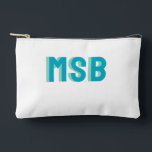 Fun Blue Green Shadow Block Monogram, Custom  Accessory Pouch<br><div class="desc">Super cute bag with a blue green shadow block monogram. This aesthetic is so on trend. Easily change the colours and text to yours - 2 letter monogram, 3 letter or full word/name. Cute and stylish, yet simple, modern and classic - perfect for a birthday gift, wedding party gift and...</div>