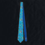 Fun Blue Hanukkah Pattern  Tie<br><div class="desc">Fun Blue Hanukkah Pattern neck tie</div>