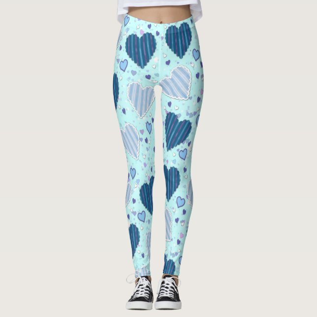 Fun Blue Hearts Leggings (Front)