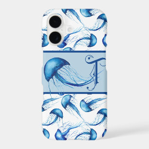 Fun Blue Jellyfish Monogramme défilant T