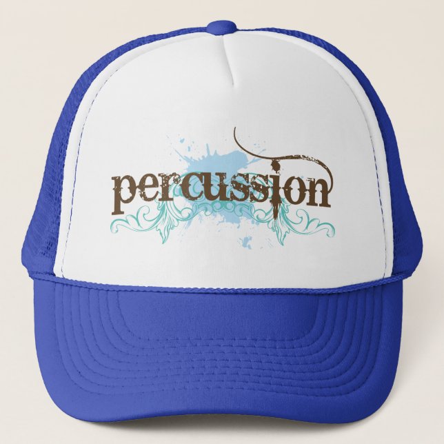 Fun Blue Percussion Music Gift Trucker Hat (Front)