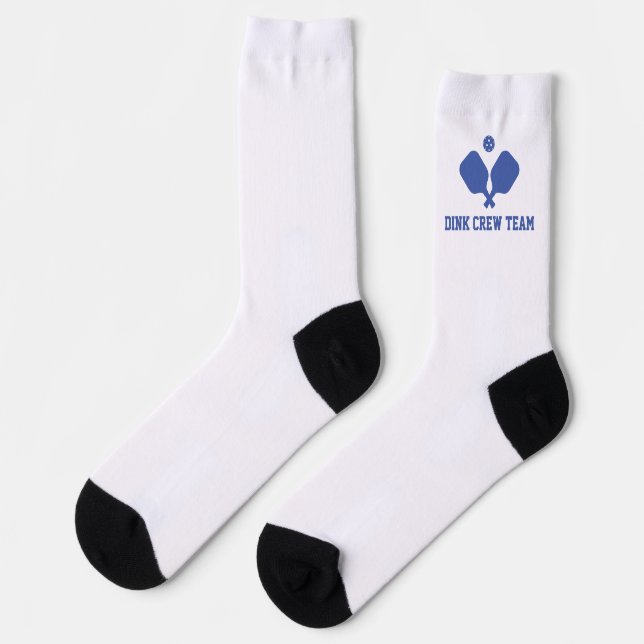 Fun Blue Pickleball Paddles Personalized Team Socks (Left)