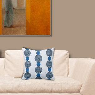 Fun Blue Round Beaded Strings Pattern Throw Pillow