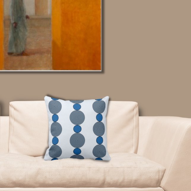 Fun Blue Round Beaded Strings Pattern Throw Pillow (Creator Uploaded)