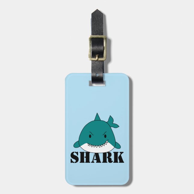 Fun Blue Shark Luggage Tag (Front Vertical)