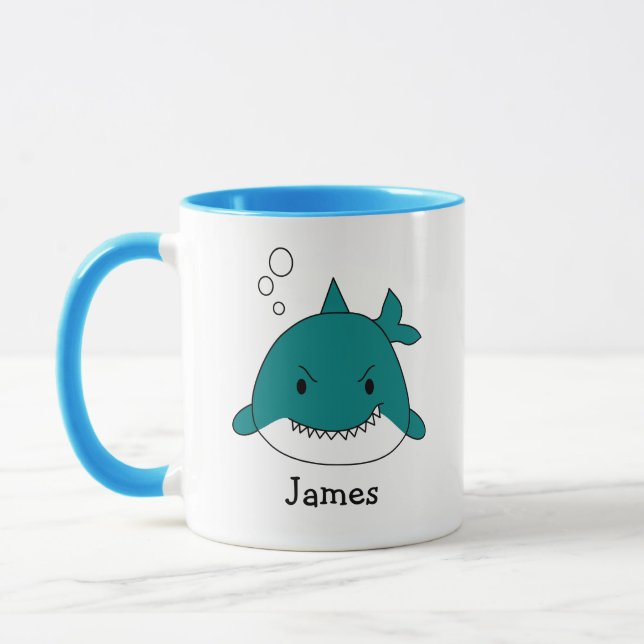 Fun Blue Shark Personalized Mug (Left)